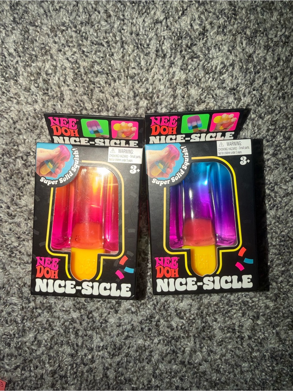 NEW Viral NeeDoh Nice-Sicle Super Solid Squish Rainbow Popsicle Fidget Toy x 2